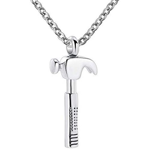 CoolJewelry Locket Hammer Keepsake Stainless Steel Pendant for Ashes Cremation Memorial Jewelry