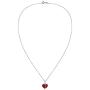 AeraVida One Love Heart Reconstructed Red Coral Inlays .925 Sterling Silver Pendant Necklace
