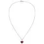 AeraVida One Love Heart Reconstructed Red Coral Inlays .925 Sterling Silver Pendant Necklace