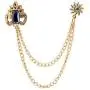 Knighthood Crowned Blue Stone with Hanging Chain Brooch/Collar Pin/Lapel Pins Golden Knighthood Crowned Blue Stone with Hanging Chain Brooch/Collar Pin/Lapel Pins Golden
