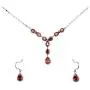 Faship Gorgeous Burnt Orange CZ Crystal Floral Necklace Earrings Set