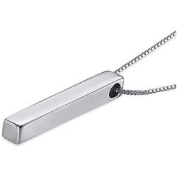 Funcok Personalized Stainless Steel Name Engraved 3D Bar Pendant Necklaces Jewelry Gifts