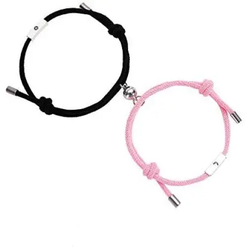 Attract Magnetic Couple Bracelet for Women Men Sun Moon Magnetic Couples Bracelets Vows of Eternal Love Relationship Bracelet Jewelry Set Gift for Couple Bestfriend His and Her (Pink+Black) Attract Magnetic Couple Bracelet for Women Men Sun Moon Magnetic Couples Bracelets Vows of Eternal Love Relationship Bracelet Jewelry Set Gift for Couple Bestfriend His and Her (Pink+Black)