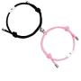 Attract Magnetic Couple Bracelet for Women Men Sun Moon Magnetic Couples Bracelets Vows of Eternal Love Relationship Bracelet Jewelry Set Gift for Couple Bestfriend His and Her (Pink+Black)