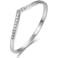 HAFEEZ CENTER 14k Gold V Shape Curved Chevron Moissanite Wedding Band Ring