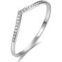 HAFEEZ CENTER 14k Gold V Shape Curved Chevron Moissanite Wedding Band Ring