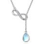 Moonstone Necklace Teardrop Pendant Necklace with Infinity Symbol Sterling Silver Water drop Y-Necklace Jewelry Gifts for Women