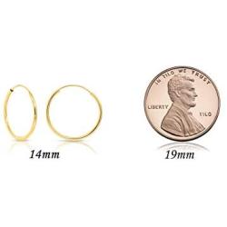 14k Yellow Gold Round Endless Hoop Earrings - 10-18mm