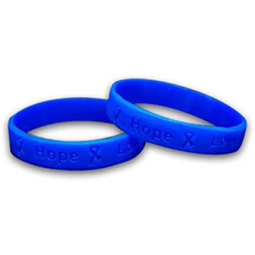 Fundraising For A Cause | Blue Colon Cancer Bracelets- Blue Ribbon Cancer Awareness Silicone Bracelets for Adults