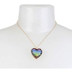 Betsey Johnson Rainbow Heart Stone Pendant Necklace & Stud Earrings Set