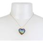 Betsey Johnson Rainbow Heart Stone Pendant Necklace & Stud Earrings Set