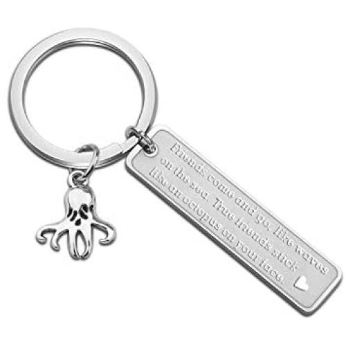 WUSUANED Friendship Keychain True Friends Stick Like A Octopus On Your Face Octopus Jewelry BFF Gift