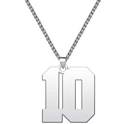 YSAHan Personalized Jersey Number Necklace Customize Lucky Number Stainless Steel Pendant Sports Fan Gift for Men Boys