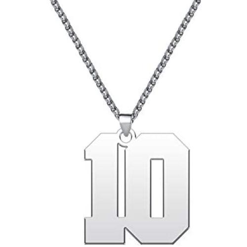 YSAHan Personalized Jersey Number Necklace Customize Lucky Number Stainless Steel Pendant Sports Fan Gift for Men Boys