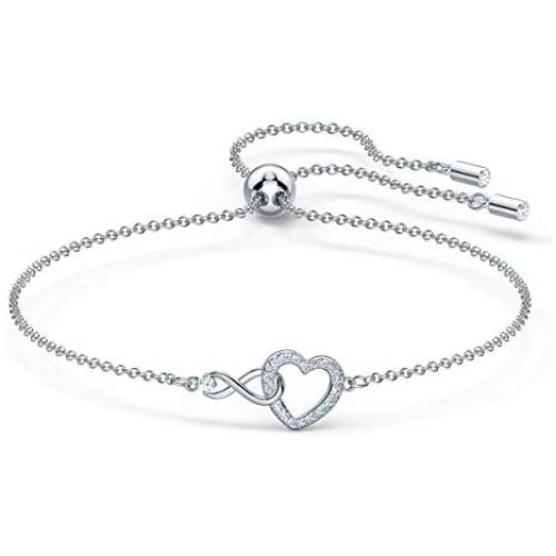 SWAROVSKI Womens Infinity Heart Jewelry Collection, Rhodium Finish, Mixed Metal Finish, Clear Crystals