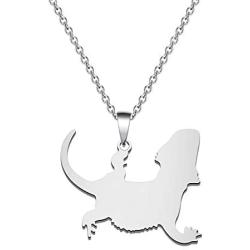 BEKECH Bearded Dragons Necklace Lizard Gift Gecko Lizard Charm Pendant Necklace Animal Lizard Jewelry Gift for Bearded Dragon Mom Pet Lizard Lover Reptile Gift