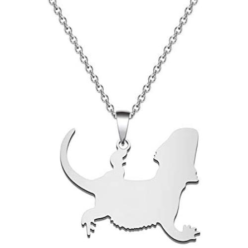 BEKECH Bearded Dragons Necklace Lizard Gift Gecko Lizard Charm Pendant Necklace Animal Lizard Jewelry Gift for Bearded Dragon Mom Pet Lizard Lover Reptile Gift