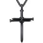 LineAve Mens Stainless Steel Nail and Rope Cross Pendant Necklace