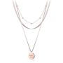 Daesar Stainless Steel Necklace for Women Circle Gold Tag Mecklace 3 Layers Clavicle Chain Necklace Rose Gold Birthday Gift