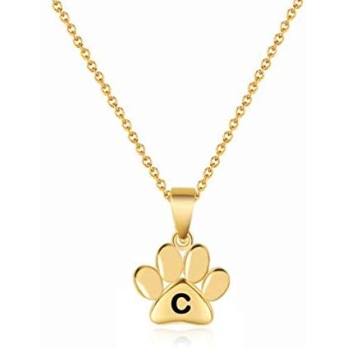ERPELS Dog Mom Necklace for Women Dainty Gold Initial Letter Paw Print Necklace Pet Dog Mom Gifts for Dog Lovers