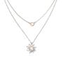 Jovono Boho Multilayered Opal Pendant Necklaces Sun Flower Pendant Chain Jewelry for Women and Girls (Silver)