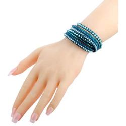 SWAROVSKI Slake Teal 2 in 1 Suede Wrap Bracelet 5043496-M- Medium
