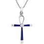 AeraVida Ankh Hieroglyph Eternal Life Simulated Blue Lapis-Lazuli .925 Sterling Silver Pendant Necklace