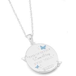 Disney Cinderella Silver Plated Sapphire Crystal Pendant, 18''