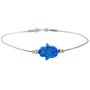 Hamsa Bracelet Multi Color Created Opal Charm Judaica Kabbalah Evil Eye Hand Sterling Silver Chamsa Bracelet