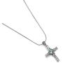 925 Sterling Silver Natural Blue Topaz Gemstone Celtic Cross Knot Unisex Pendant Necklace, 18''