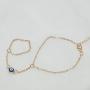 YienDoo Fashion Gold Evil Eye Bracelet Finger Chain Hand Harness Exquisite Blue Evil Eye Slave Bracelet Jewelry for Women and Girls