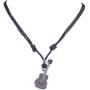 BlueRica Guitar Pendant on Adjustable Black Rope Cord Necklace (Chrome Finish)