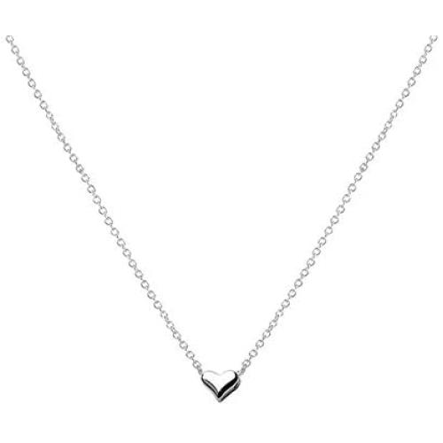 Sterling Silver Tiny Love Heart Pendant Choker Necklace for Women Girls Kids 14K White Gold Plated Simple Mini Dainty Petite Pendant Drop Adjustable Chain Cute Hypoallergenic Jewelry (Floating Heart)