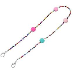 N/Q Handmade Rainbow Eyeglass Holder Colorful Beads Chain Necklace Colorfu Polymer Clay Lanyard Around The Neck for Women Girls Men Boys Unisex Jewelry Gift