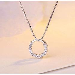 Aria Belle Sterling Silver Cubic Zirconia CZ Circle Pendant Necklace Jewelry Gift for Anniversary, Women, Mom, Wife