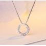 Aria Belle Sterling Silver Cubic Zirconia CZ Circle Pendant Necklace Jewelry Gift for Anniversary, Women, Mom, Wife