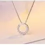 Aria Belle Sterling Silver Cubic Zirconia CZ Circle Pendant Necklace Jewelry Gift for Anniversary, Women, Mom, Wife
