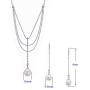 Real 925 Sterling Silver with White Drop-Shape Natural Fresh Water Cultured Pearl Necklace & Dangle Earrings Set