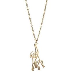 La Menagerie Monkey Gold Origami Jewelry & Gold Geometric Necklace – 18 Karat Plated Gold Necklace & Monkey Necklaces for Women – Monkey Necklace for Girls & Origami Necklace
