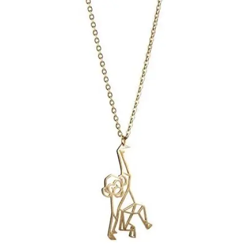 La Menagerie Monkey Gold Origami Jewelry & Gold Geometric Necklace – 18 Karat Plated Gold Necklace & Monkey Necklaces for Women – Monkey Necklace for Girls & Origami Necklace