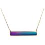 Ms.Iconic 35x6MM Silver Rose Gold Plated Rectangle Bar Mood Charm Color Change Necklace Color Changing Jewelry Bridesmaid Wedding Gift for Her