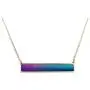 Ms.Iconic 35x6MM Silver Rose Gold Plated Rectangle Bar Mood Charm Color Change Necklace Color Changing Jewelry Bridesmaid Wedding Gift for Her