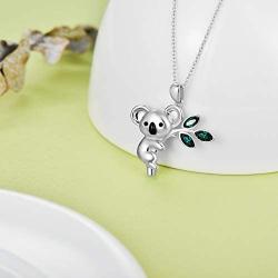 AOBOCO Sterling Silver Cute Animal Heart Pendant Necklace for Women Teen Girls, Embellished with Crystals from Austria