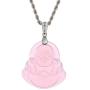 Laughing Buddha Light Pink Jade Pendant Necklace Rope Chain Genuine Certified Grade A Jadeite Jade Hand Crafted, Pink Jade Necklace, 14k White Gold Finish Laughing Jade Buddha Necklace, Pink Jade Medallion Silver Rope Chain Necklace, Mens Jewelry, Buddha 