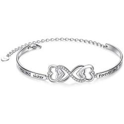 925 Sterling Silver Love Heart Infinity Bracelet Jewelry for Women Teen Girls