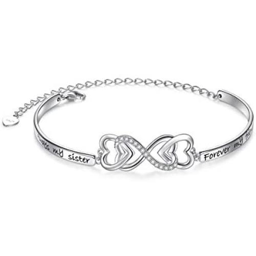 925 Sterling Silver Love Heart Infinity Bracelet Jewelry for Women Teen Girls