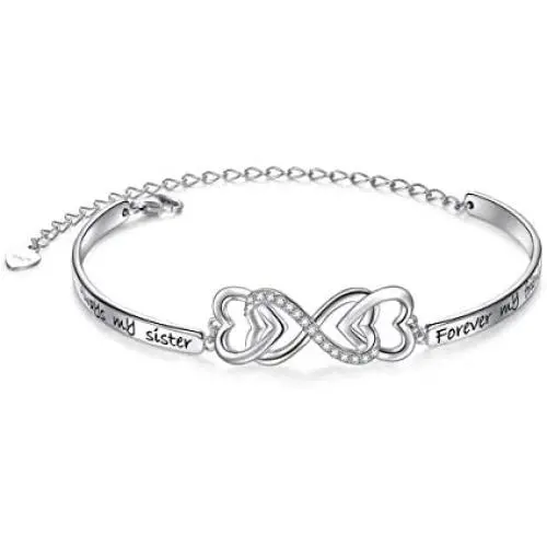 925 Sterling Silver Love Heart Infinity Bracelet Jewelry for Women Teen Girls