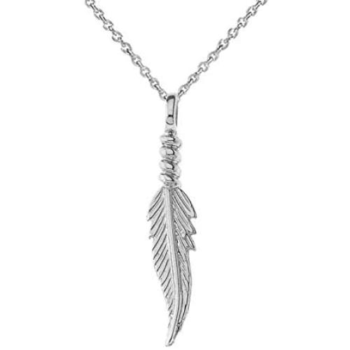 Dainty Sterling Silver Feather Charm Pendant Necklace