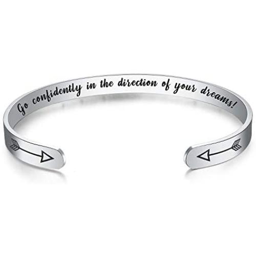 WingLoveLemonmini Inspiring Stainless Steel Cuff Bracelet Carved Spell Cuff Bracelet Friendship Bracelet Personalized Christmas Gift Friendship Gift Inspirational Gift for Women for girls for boy