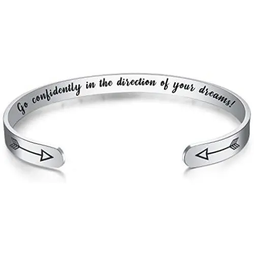 WingLoveLemonmini Inspiring Stainless Steel Cuff Bracelet Carved Spell Cuff Bracelet Friendship Bracelet Personalized Christmas Gift Friendship Gift Inspirational Gift for Women for girls for boy